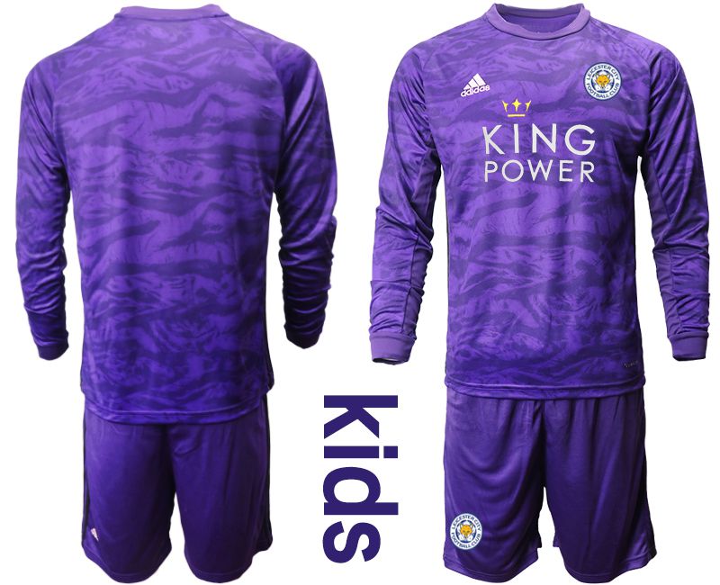 Youth 2019-2020 club Leicester City purple long sleeved Goalkeeper Soccer Jersey